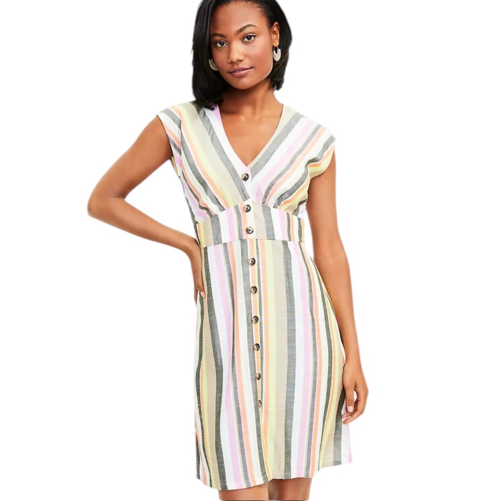 LOFT Striped Multi-Color Mini Dress